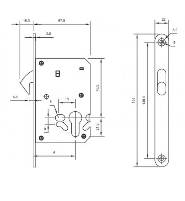 Thân Khóa Cửa Trượt Yale YDL-010 US19 Màu Đen Mờ