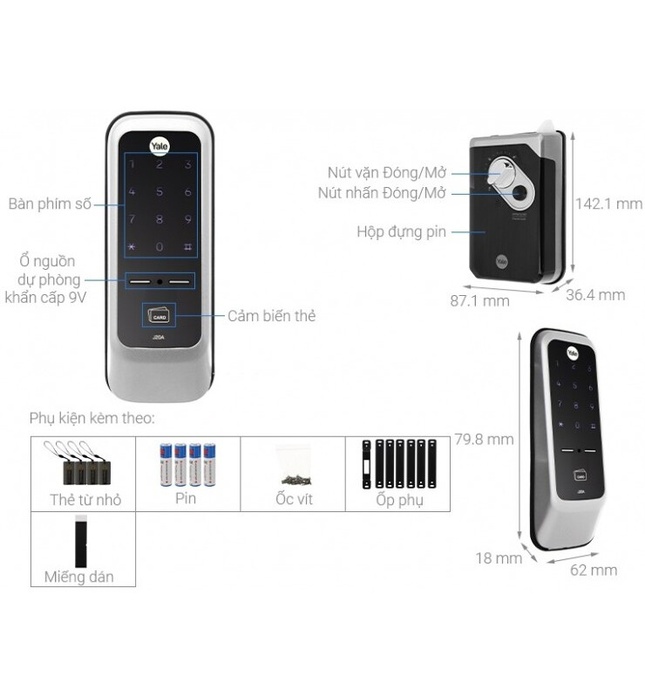 Khóa Điện Tử Yale J20A Thẻ Từ Rimlock