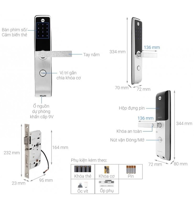 Khóa Điện Tử Yale YDM3115 Thẻ Từ Đã Tích Hợp Bluetooth