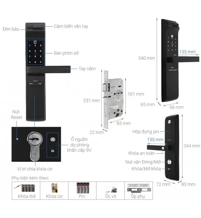 Khóa Điện Tử Yale YDM7116 MB Đa Năng
