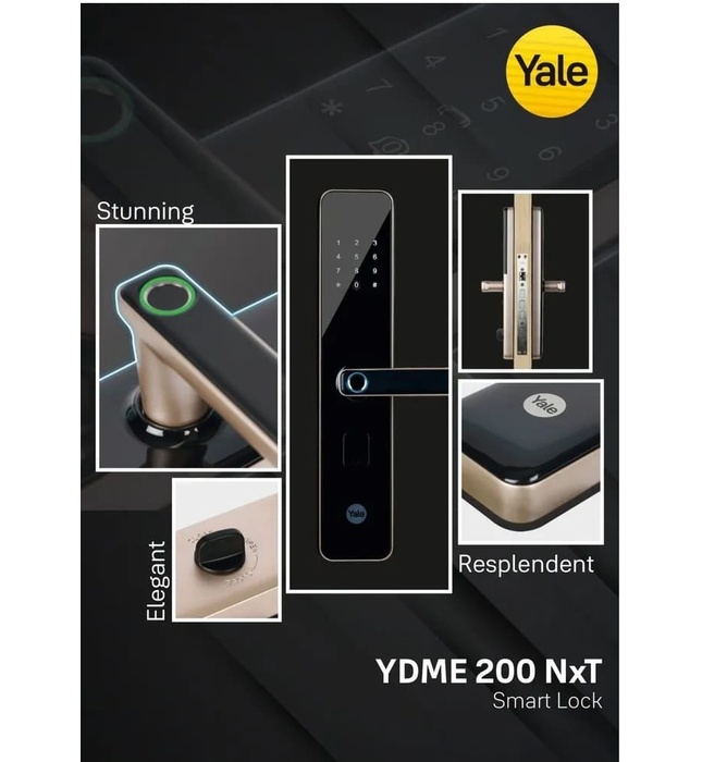 Khóa Cửa Điện Tử Yale YDME 200 NxT Đa Năng Màu Vàng Đen
