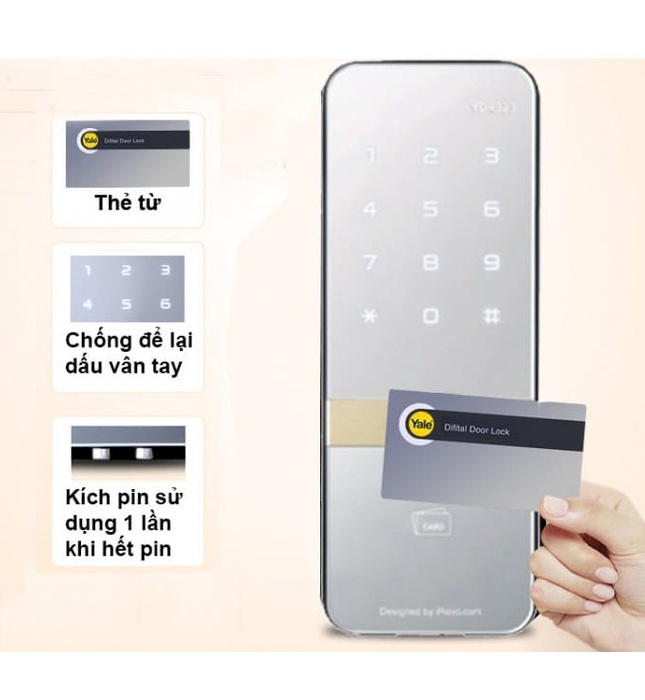 Khóa Cửa Điện Tử Yale YDR323 Thẻ Từ 
