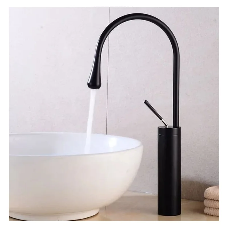 Vòi Lavabo Thân Cao Nóng Lạnh Màu Đen CleanMax 1025DE