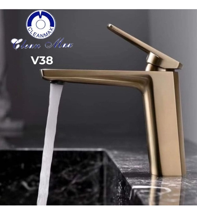 Vòi chậu rửa mặt màu vàng Clean Max V38