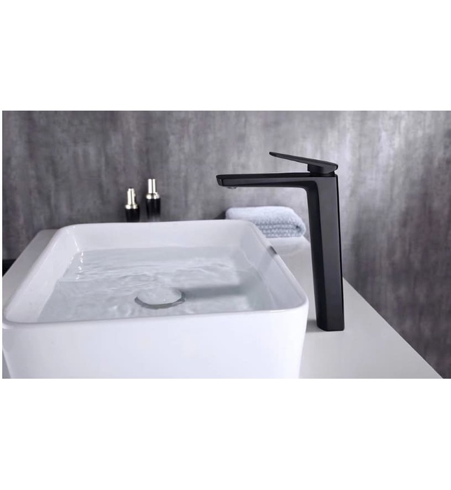 Vòi chậu rửa mặt đen cao 30cm Clean Max V65-HBL