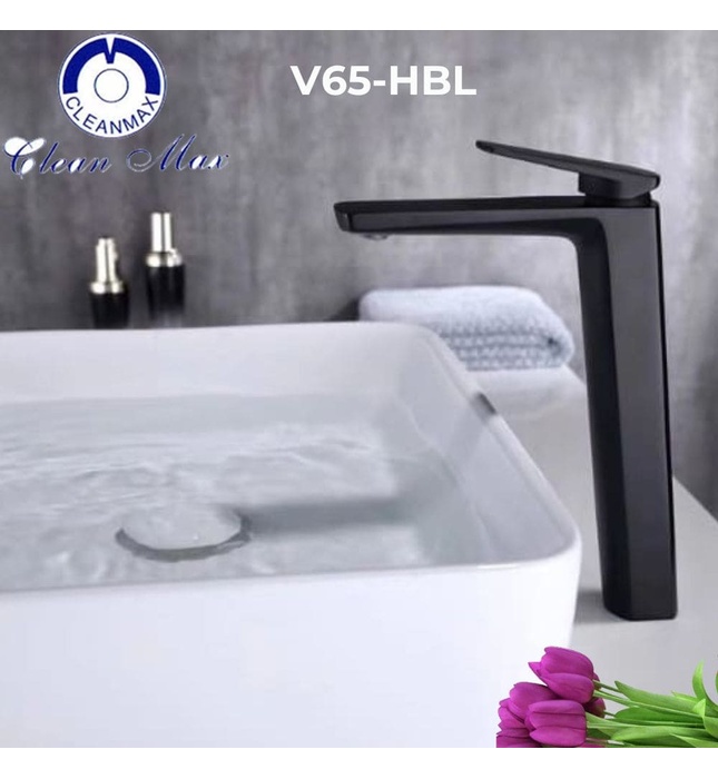 Vòi chậu rửa mặt đen cao 30cm Clean Max V65-HBL