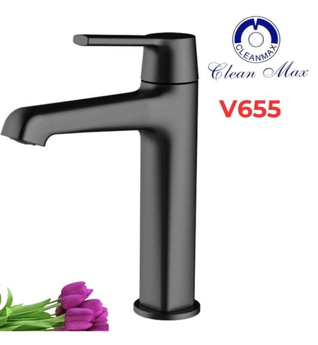 Vòi chậu rửa mặt màu đen Clean Max V655