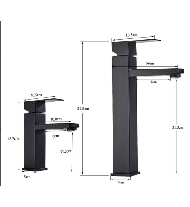 Vòi chậu rửa mặt đen cao 30cm Clean Max V65H