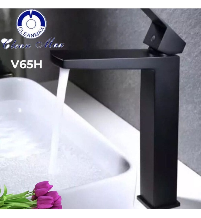 Vòi chậu rửa mặt đen cao 30cm Clean Max V65H