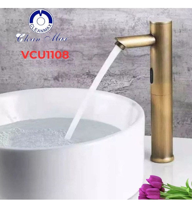 Vòi rửa tay tự động xả nước màu đồng cổ Clean Max VCU1108