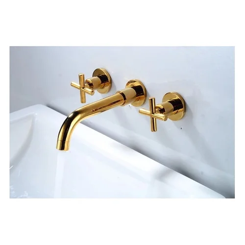 Vòi Lavabo Âm Tường Nóng Lạnh Màu Vàng CleanMax VAT01