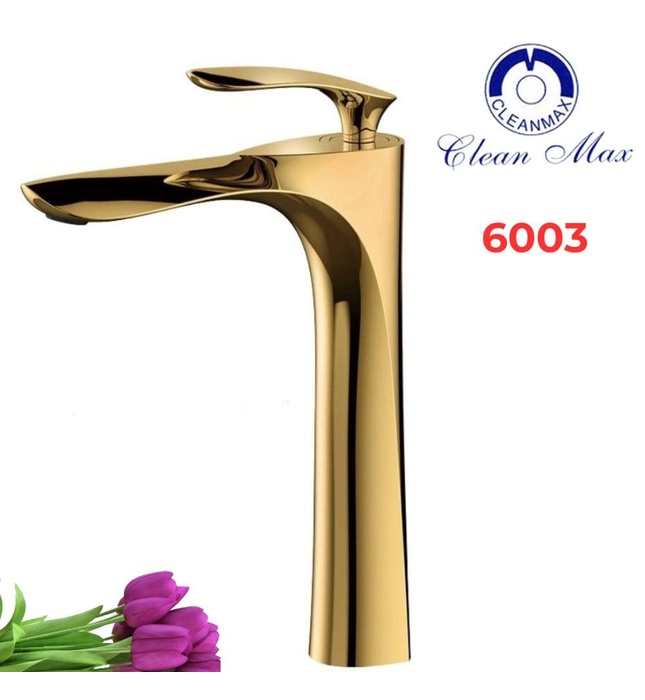 Vòi chậu rửa mặt nghệ thuật mạ vàng Clean Max 6003
