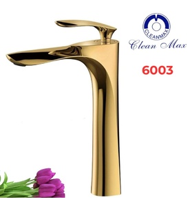 Vòi chậu rửa mặt nghệ thuật mạ vàng Clean Max 6003