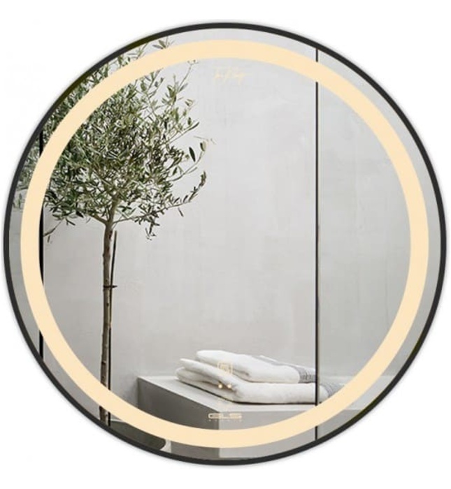 Gương Led Viền Nhôm Đen Tròn 60cm GLS Q21C85 Ánh Sáng Trong