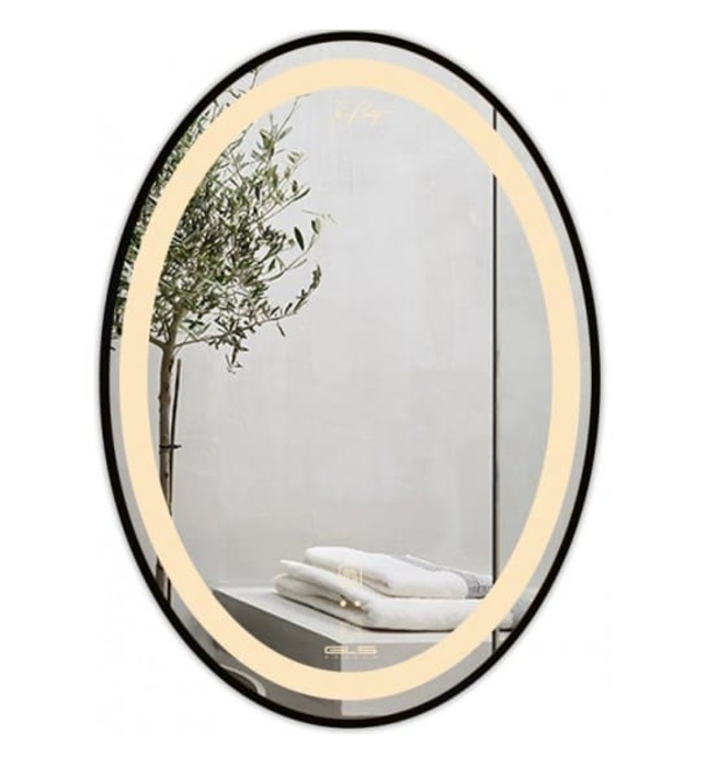 Gương Led Viền Nhôm Đen Elip 50x70cm GLS Q21E35 Ánh Sáng Trong