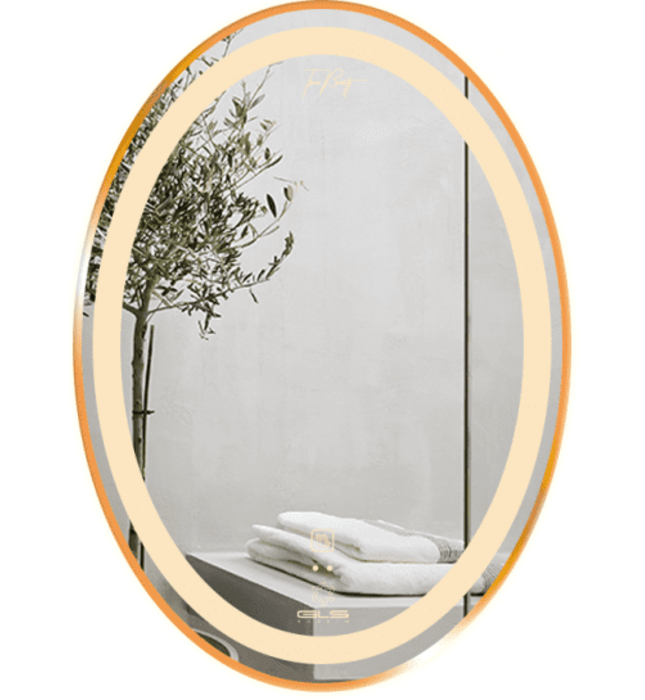 Gương Led Viền Nhôm Vàng Elip 50x70cm GLS Q22E35 Ánh Sáng Trong