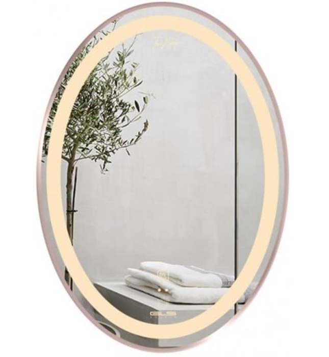 Gương Led Viền Nhôm Vàng Elip 50x70cm GLS Q22E35 Ánh Sáng Trong