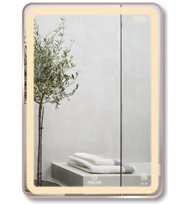 Gương Led Viền Nhôm Hồng Chữ Nhật Đứng 50x70cm GLS Q23R35 Ánh Sáng Trong