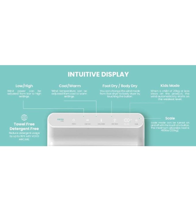 Máy sấy chân và cơ thể Hàn Quốc Vovo BD-7700W màu trắng