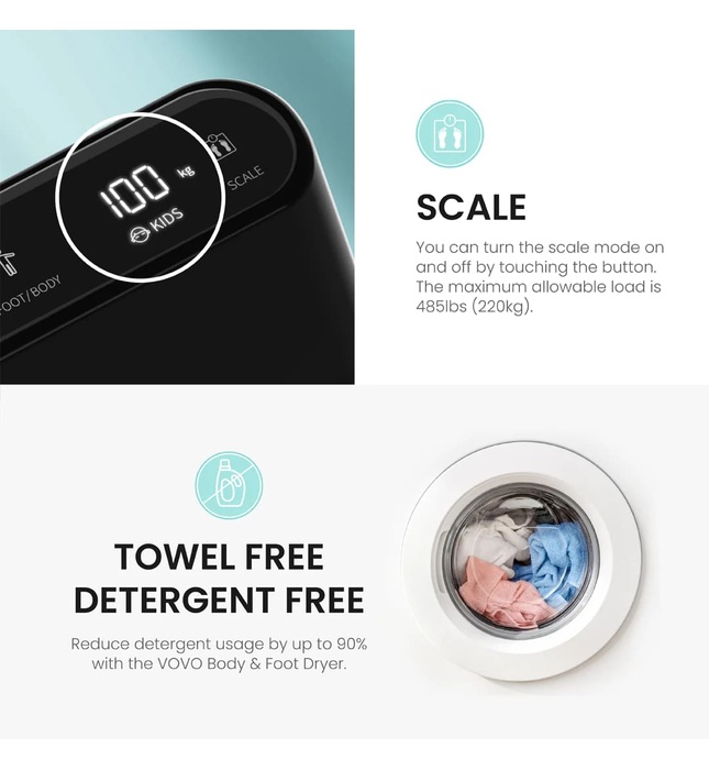 Máy sấy chân và cơ thể Hàn Quốc Vovo BD-7700B màu đen