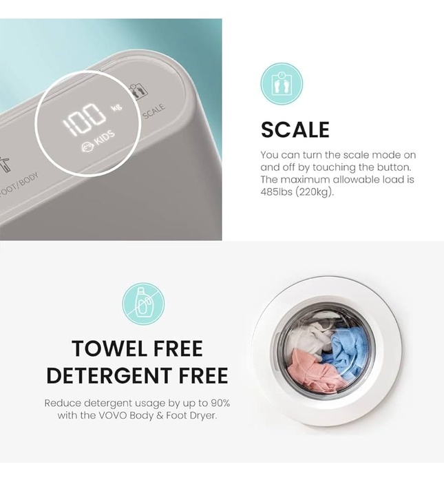 Máy sấy chân và cơ thể Hàn Quốc Vovo BD-7700G màu xám