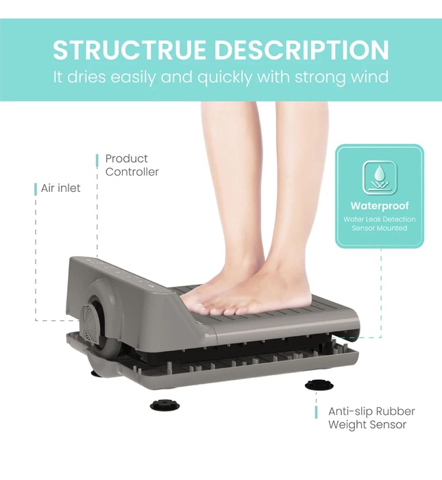 Máy sấy chân và cơ thể Hàn Quốc Vovo BD-7700G màu xám