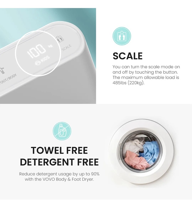 Máy sấy chân và cơ thể Hàn Quốc Vovo BD-7700W màu trắng