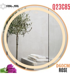 Gương Led Viền Nhôm Hồng Tròn 60cm GLS Q23C85 Ánh Sáng Trong