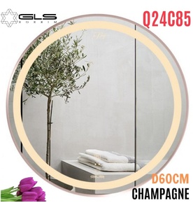 Gương Led Viền Nhôm Nâu Tròn 60cm GLS Q24C85 Ánh Sáng Trong