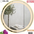 Gương Led Viền Nhôm Vàng Tròn 60cm GLS Q22C85 Ánh Sáng Trong