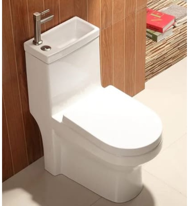 Bồn Cầu 1 Khối Thoát Ngang Kết Hợp Chậu Rửa CleanMax BLC102 