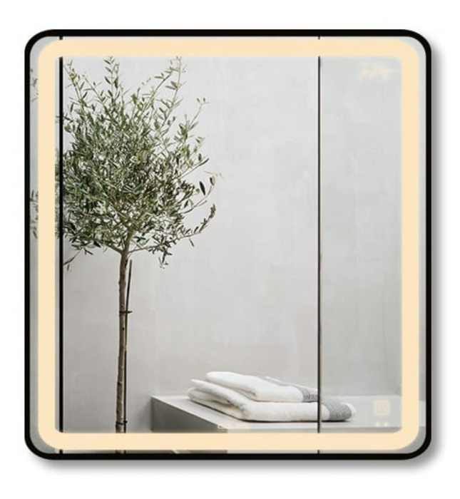 Gương Led Viền Nhôm Vàng Vuông 60x60cm GLS Q22S25 Ánh Sáng Trong