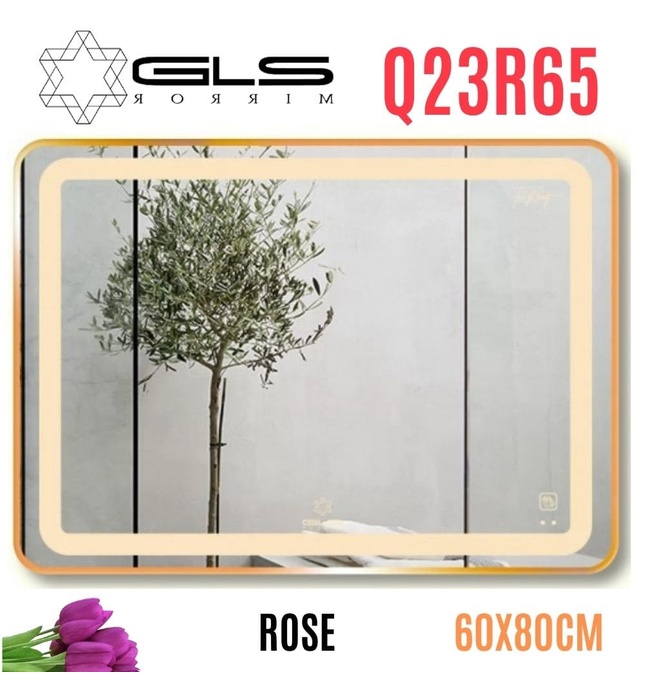 Gương Led Viền Nhôm Hồng 60x80cm GLS Q23R65 Ánh Sáng Trong