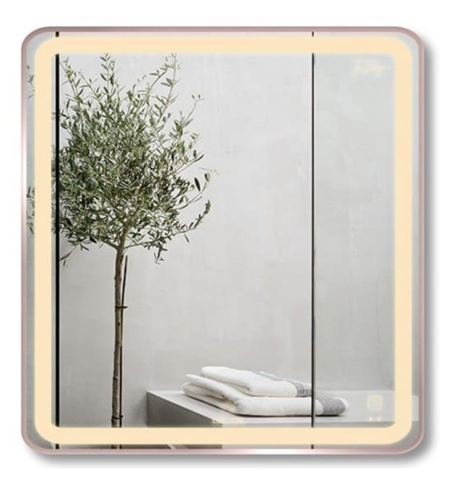 Gương Led Viền Nhôm Đen Vuông 60x60cm GLS Q21S25 Ánh Sáng Trong