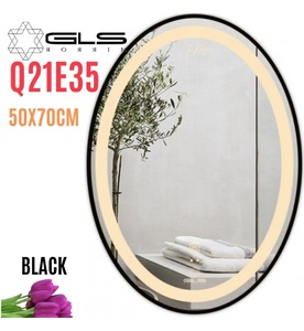 Gương Led Viền Nhôm Đen Elip 50x70cm GLS Q21E35 Ánh Sáng Trong