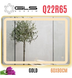 Gương Led Viền Nhôm Vàng Chữ Nhật Ngang 60x80cm GLS Q22R65 Ánh Sáng Trong