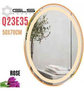 Gương Led Viền Nhôm Hồng Elip 50x70cm GLS Q23E35 Ánh Sáng Trong
