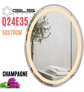 Gương Led Viền Nhôm Nâu Elip 50x70cm GLS Q24E35 Ánh Sáng Trong