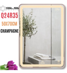 Gương Led Viền Nhôm Nâu Chữ Nhật Đứng 50x70cm GLS Q24R35 Ánh Sáng Trong