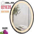 Gương Led Viền Nhôm Đen Elip 50x70cm GLS Q21E35 Ánh Sáng Trong