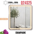 Gương Led Viền Nhôm Nâu Vuông 60x60cm GLS Q24S25 Ánh Sáng Trong