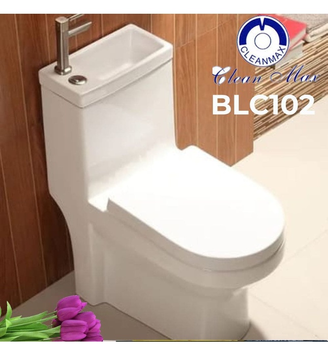 Bồn Cầu 1 Khối Thoát Ngang Kết Hợp Chậu Rửa CleanMax BLC102 