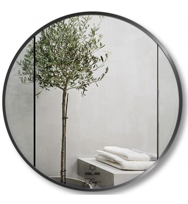 Gương Viền Nhôm Vàng Tròn D60cm GLS F12C80