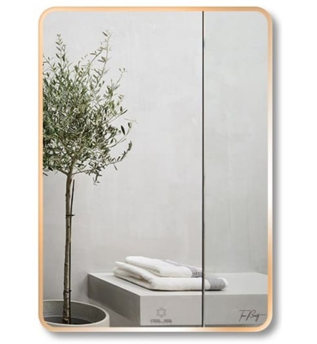 Gương Viền Nhôm Vàng Chữ Nhật Đứng 50x70cm GLS F12R30