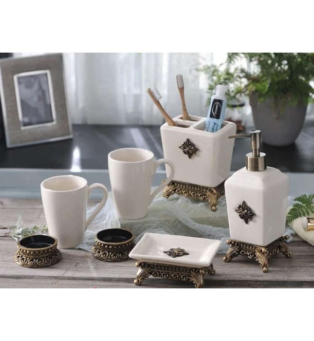 Bộ phụ kiện phòng tắm bằng gốm 5 món CleanMax S02