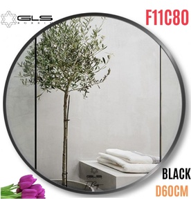 Gương Viền Nhôm Đen Tròn D60cm GLS F11C80