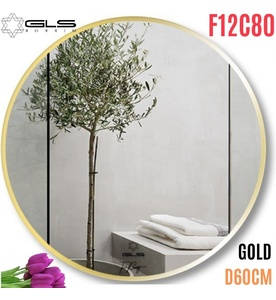 Gương Viền Nhôm Vàng Tròn D60cm GLS F12C80
