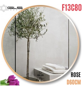 Gương Viền Nhôm Hồng Tròn D60cm GLS F13C80