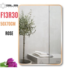 Gương Viền Nhôm Hồng Chữ Nhật Đứng 50x70cm GLS F13R30