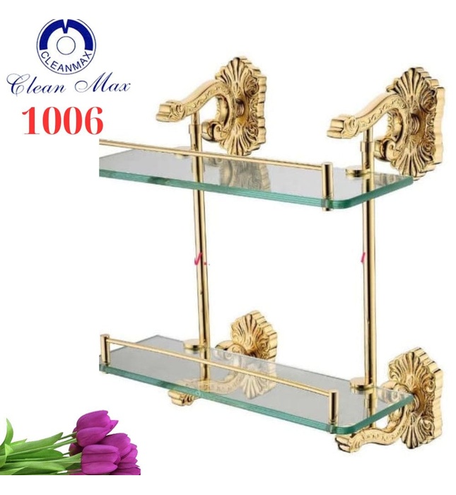 Kệ kính để đồ 2 tầng mạ vàng Cleanmax 1006 